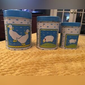 1980’s Nesting Farm Animal Tins Set of 3 Canisters